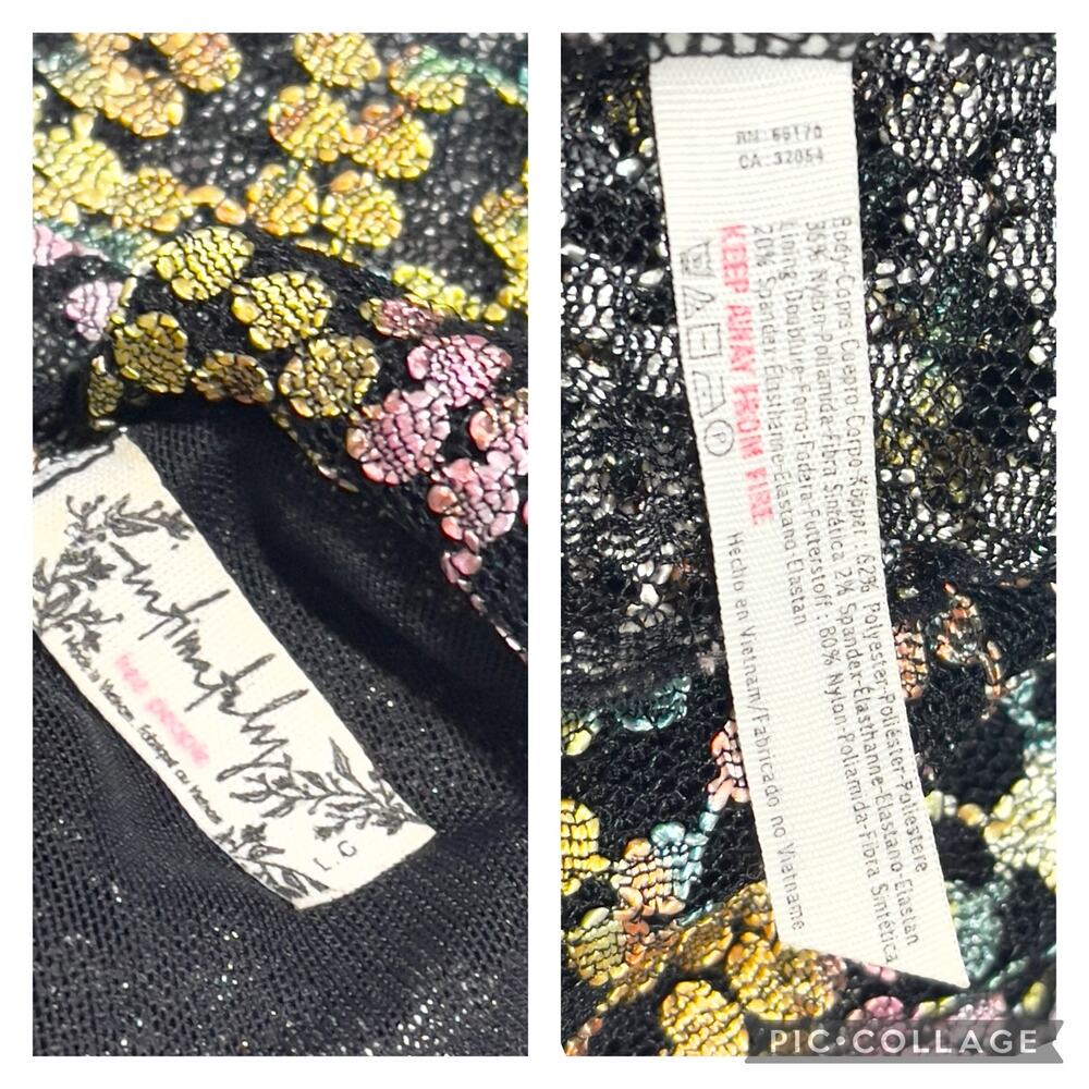 Free Prople Forget Me Not SZ L Floral Metallic Slip Dress - Picture 7 of 7